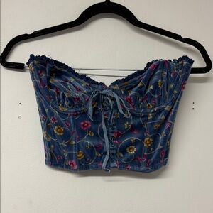 Victoria's Secret  VINTAGE Blue Floral corset Crop Top